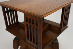 Liberty & Co. Arts & Crafts Oak Revolving Bookcase Table on Square Turned Legs - Thumbnail 17