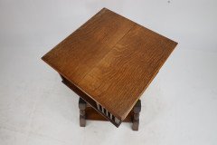 Liberty & Co. Arts & Crafts Oak Revolving Bookcase Table on Square Turned Legs - Thumbnail 18