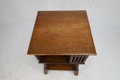 Liberty & Co. Arts & Crafts Oak Revolving Bookcase Table on Square Turned Legs - Thumbnail 19
