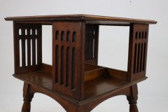 Liberty & Co. Arts & Crafts Oak Revolving Bookcase Table on Square Turned Legs - Thumbnail 20