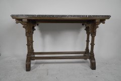 Charles Bevan, attributed. A Gothic Revival Oak Library or Sofa Table with Marble Top - Thumbnail 2
