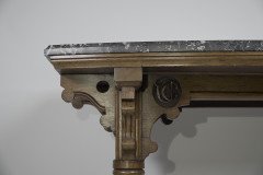 Charles Bevan, attributed. A Gothic Revival Oak Library or Sofa Table with Marble Top - Thumbnail 4