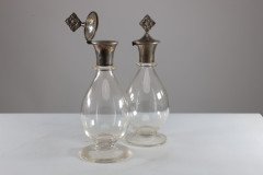 Greenwood & Watts. Pair of Gothic Revival Silver Mounted Glass Communion Cruets - Thumbnail 2