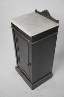 Heal & Son Aesthetic Movement Ebonised & Gilt Bedside Cupboard With Marble Top - Thumbnail 5