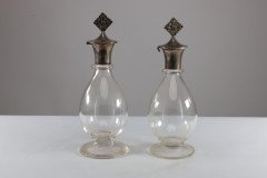 Greenwood & Watts. Pair of Gothic Revival Silver Mounted Glass Communion Cruets - Thumbnail 4