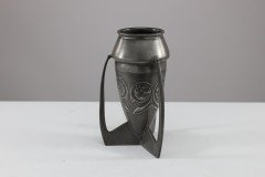 Archibald Knox Liberty & Co., English Pewter 0226 an Embossed Pewter Rocket Vase - Thumbnail 3