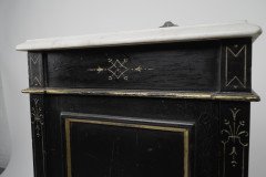Heal & Son Aesthetic Movement Ebonised & Gilt Bedside Cupboard With Marble Top - Thumbnail 13