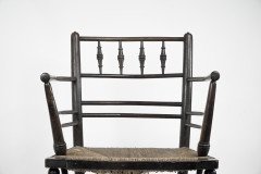 William Morris, an Arts & Crafts Ebonised Rush Seat Sussex Armchair - Thumbnail 15