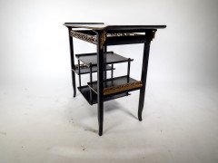 Heal's. An Anglo-Japanese Ebonised Side Table with Gilt Fretwork & Flaring Ends - Thumbnail 5