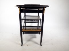 Heal's. An Anglo-Japanese Ebonised Side Table with Gilt Fretwork & Flaring Ends - Thumbnail 6