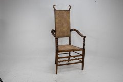 J. S. Henry Arts & Craft Walnut Armchair with Period Stylised Floral Fabric - Thumbnail 8