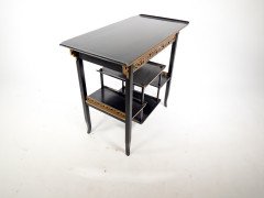 Heal's. An Anglo-Japanese Ebonised Side Table with Gilt Fretwork & Flaring Ends - Thumbnail 8
