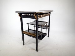 Heal's. An Anglo-Japanese Ebonised Side Table with Gilt Fretwork & Flaring Ends - Thumbnail 9