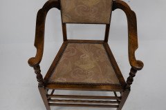 J. S. Henry Arts & Craft Walnut Armchair with Period Stylised Floral Fabric - Thumbnail 10