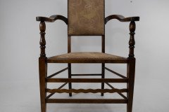 J. S. Henry Arts & Craft Walnut Armchair with Period Stylised Floral Fabric - Thumbnail 11