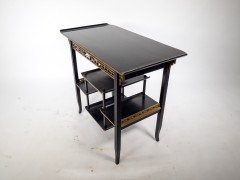 Heal's. An Anglo-Japanese Ebonised Side Table with Gilt Fretwork & Flaring Ends - Thumbnail 12