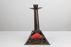 C. F. A. Voysey Attributed, Arts & Crafts Copper & Enamel Candlestick by Richard Rathbone - Thumbnail 5