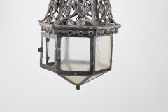 Arts & Crafts Hand Forged Blacksmith Made Iron Lantern with Stylised Petals - Thumbnail 3