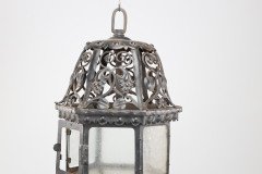 An Arts & Crafts Hand Forged Blacksmith Made Iron Lantern with Stylised Petals - Thumbnail 4
