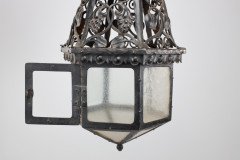 An Arts & Crafts Hand Forged Blacksmith Made Iron Lantern with Stylised Petals - Thumbnail 5
