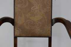 J. S. Henry Arts & Craft Walnut Armchair with Period Stylised Floral Fabric - Thumbnail 15