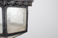 An Arts & Crafts Hand Forged Blacksmith Made Iron Lantern with Stylised Petals - Thumbnail 9
