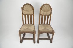 George Walton, attributed. Pair of Arts & Crafts Chairs with Bold Chequer Inlays - Thumbnail 2