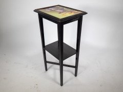 Aesthetic Movement, Ebonised Tile-Top Side Table with Floral Design (c.1880) - Thumbnail 3