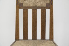 George Walton, attributed. Pair of Arts & Crafts Chairs with Bold Chequer Inlays - Thumbnail 9