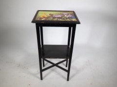 Aesthetic Movement, Ebonised Tile-Top Side Table with Floral Design (c.1880) - Thumbnail 7