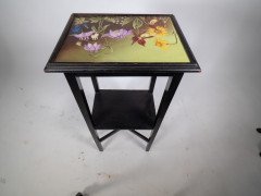 Aesthetic Movement, Ebonised Tile-Top Side Table with Floral Design (c.1880) - Thumbnail 9