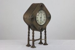 Arts & Crafts Silver Plated Mantel Clock with Mottled Blue Ruskin Jewels - Thumbnail 8