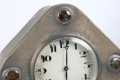 Arts & Crafts Silver Plated Mantel Clock with Mottled Blue Ruskin Jewels - Thumbnail 9