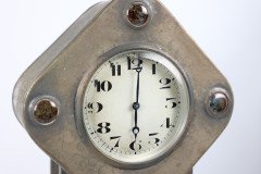 Arts & Crafts Silver Plated Mantel Clock with Mottled Blue Ruskin Jewels - Thumbnail 10
