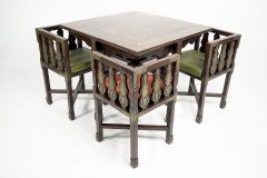 Rare Late 19th-century Japanese Export Square Dining Table with Four Matching Corner Chairs - Thumbnail 2