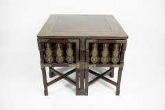 Rare Late 19th-century Japanese Export Square Dining Table with Four Matching Corner Chairs - Thumbnail 3