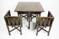 Rare Late 19th-century Japanese Export Square Dining Table with Four Matching Corner Chairs - Thumbnail 4