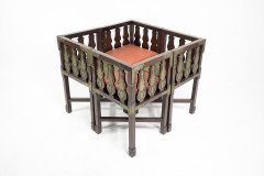 Rare Late 19th-century Japanese Export Square Dining Table with Four Matching Corner Chairs - Thumbnail 8
