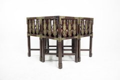 Rare Late 19th-century Japanese Export Square Dining Table with Four Matching Corner Chairs - Thumbnail 9