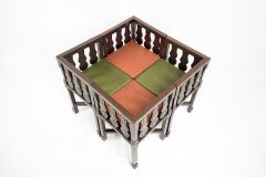 Rare Late 19th-century Japanese Export Square Dining Table with Four Matching Corner Chairs - Thumbnail 10