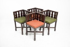 Rare Late 19th-century Japanese Export Square Dining Table with Four Matching Corner Chairs - Thumbnail 11