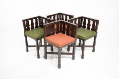 Rare Late 19th-century Japanese Export Square Dining Table with Four Matching Corner Chairs - Thumbnail 12