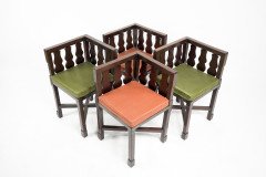 Rare Late 19th-century Japanese Export Square Dining Table with Four Matching Corner Chairs - Thumbnail 13