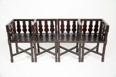 Rare Late 19th-century Japanese Export Square Dining Table with Four Matching Corner Chairs - Thumbnail 15