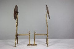 Thomas Jeckyll, attributed. A Pair of Anglo-Japanese Brass Fire Dogs with Love Birds - Thumbnail 3