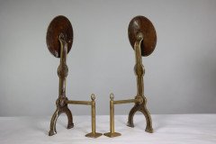 Thomas Jeckyll, attributed. A Pair of Anglo-Japanese Brass Fire Dogs with Love Birds - Thumbnail 5