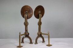 Thomas Jeckyll, attributed. A Pair of Anglo-Japanese Brass Fire Dogs with Love Birds - Thumbnail 6