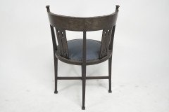 An Arts & Crafts Mahogany Tub Chair with Stylized Floral Cut Outs - Thumbnail 4