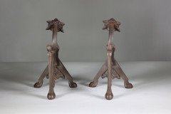 Pair of Arts & Crafts Cast Iron Fire Dogs In the style of Dr. C. Dresser - Thumbnail 5