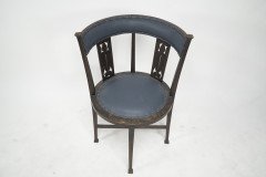 An Arts & Crafts Mahogany Tub Chair with Stylized Floral Cut Outs - Thumbnail 6